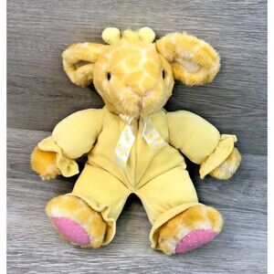 Vintage Russ Baby Kiddy Kuddlers Yellow Baby Plush Stuffed Rattle Giraffe 13"